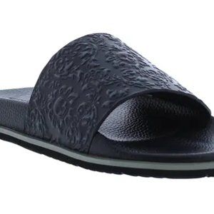 New Robert Graham Size 11 Men's Black Understory Skull Pool Slide Sandals